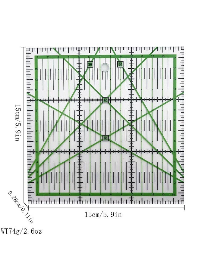 Quilting Rulers( 5.9"X5.9"),1 Quilting Templates with Non Slip Rings,Acrylic Square Quilting Rulers,Fabric Cutting Ruler for Easy Precision Cutting and Crafts Quilting and Sewing - Image 2