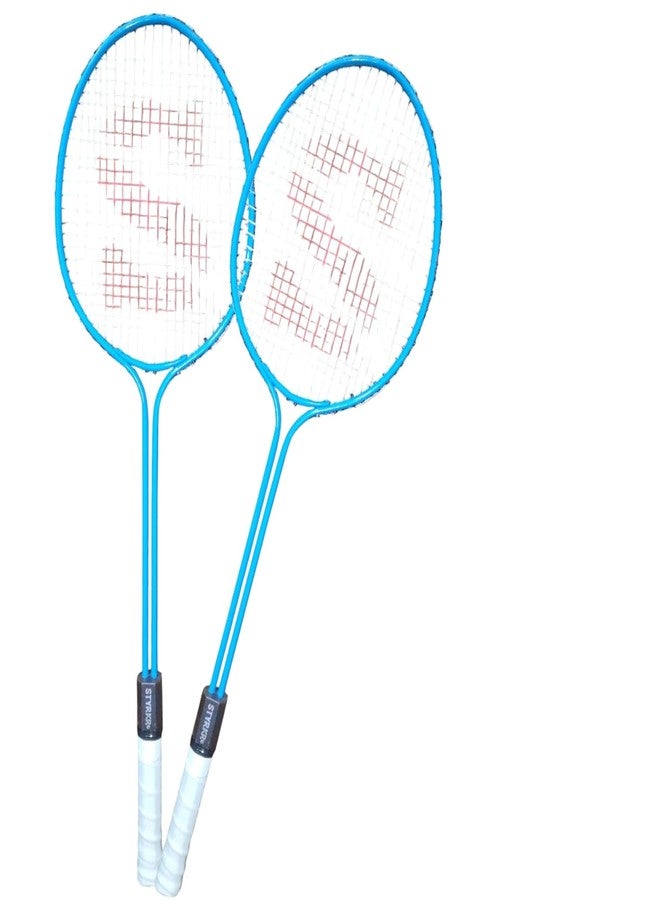 طقم مضارب تنس الريشة من ستيركر، أزرق، مضربان مع 6 كرات ريشة وحقيبة حمل - Image 2
