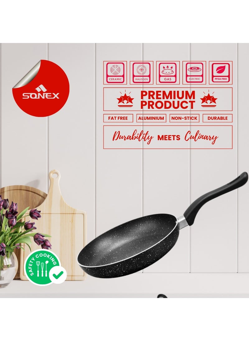 SONEX - Sonex Non Stick Classic Frying Pan in Black, Dia 30, Capacity 3.1 Ltr,Depth 5 cm, Never Stick Granite Coating With Heat Resistant Handle,Ideal For Quick Frying And Sauteing,PFOA Free Healthy Cooking - Image 1