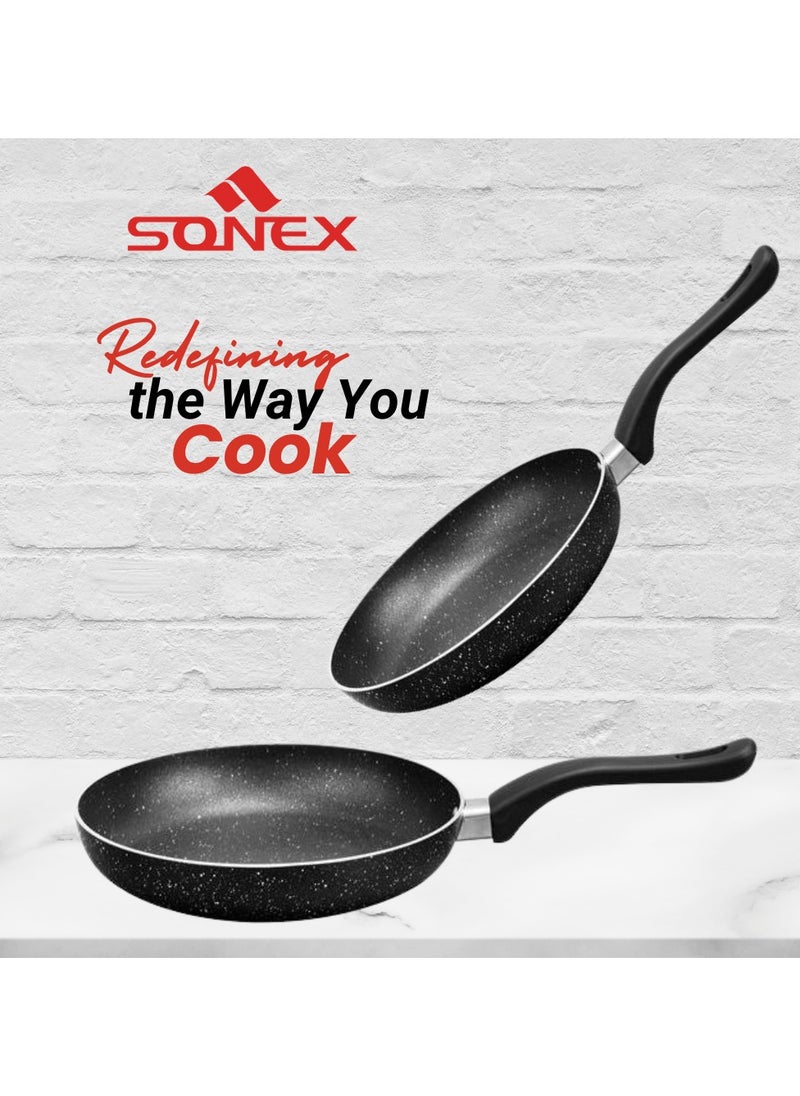 SONEX - Sonex Non Stick Classic Frying Pan in Black, Dia 30, Capacity 3.1 Ltr,Depth 5 cm, Never Stick Granite Coating With Heat Resistant Handle,Ideal For Quick Frying And Sauteing,PFOA Free Healthy Cooking - Image 1