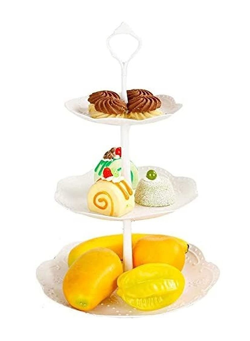 Excefore 3 Tier Cupcake Stand, Plastic Tiered Serving Stand, Dessert Fruit Snack Tower Tray for Wedding Home Birthday Tea Party Baby Shower  - Image 3