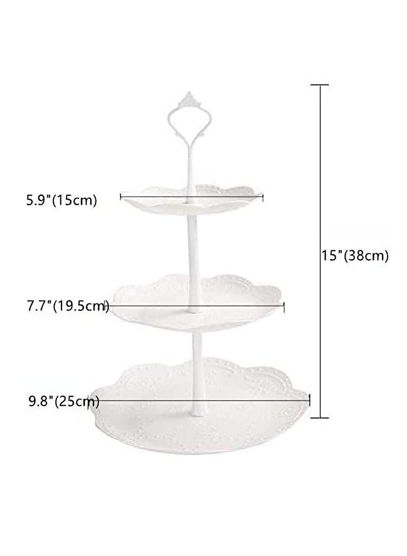 Excefore 3 Tier Cupcake Stand, Plastic Tiered Serving Stand, Dessert Fruit Snack Tower Tray for Wedding Home Birthday Tea Party Baby Shower  - Image 4