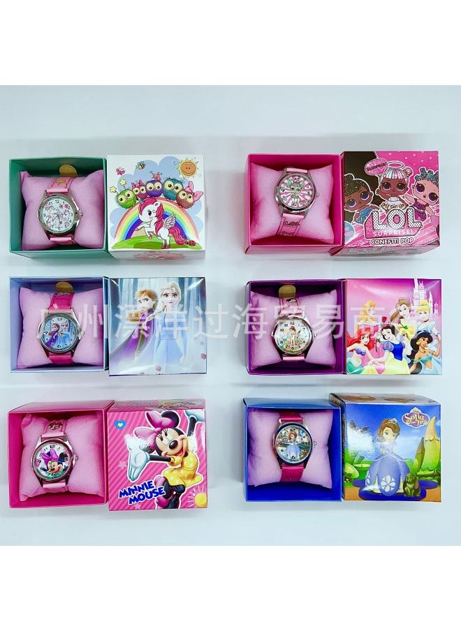 Cartoon Watch Boxed Spider Avengers Children's Watch Gift Box Elementary School Students' Birthday Exquisite Gift Box Electronic Watch-Color:Minnie-Specifications:Box  - Image 1