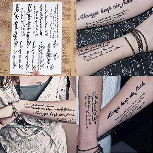 Yesallwas 6 Sheets word temporary tattoos unisex,Waterproof long lasting Fake Tattoos Stickers for for kids girls teens Cool body Art Black Character Tattoo - Image 2