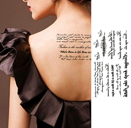 Yesallwas 6 Sheets word temporary tattoos unisex,Waterproof long lasting Fake Tattoos Stickers for for kids girls teens Cool body Art Black Character Tattoo - Image 5