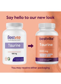 BESTVITE BESTVITE Taurine 1000mg (120 Vegetarian Capsules) - No Stearates - No Fillers - No Flow Agents - Vegan - Non GMO - Gluten Free  - Image 3