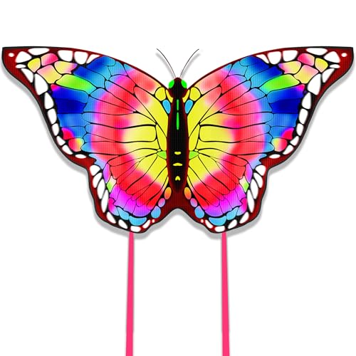 Crogift Butterfly Kite for Kids 48 812 Kid Kites Easy to Fly Colorful Kite for Adults Beginners Beach Park Outdoor Activities Easter Gift for Kid Boys GirlsPurple and Yellow - Image 1