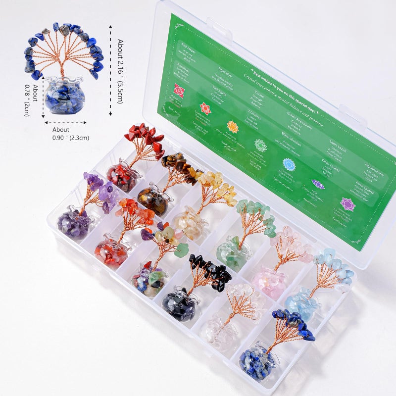Runyangshi 12pcs Crystal Tree Set Tree of Life Natural Crystal Healing Stones with Agate Base Gemstone Trees Fengshui Good Luck Positive Energy Home Decor - Image 4