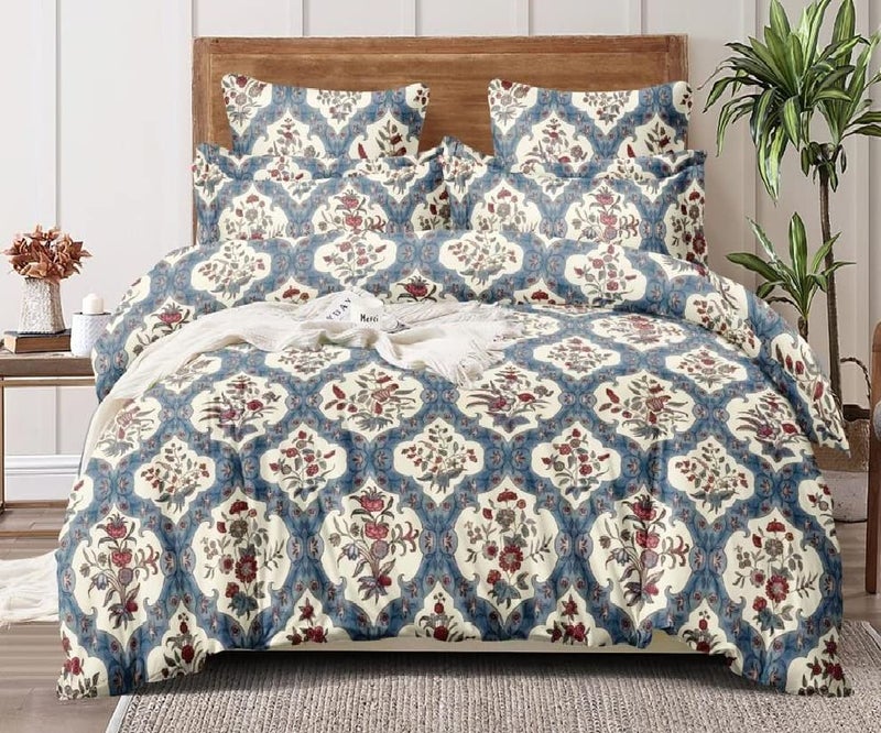Laying Style™ 350 TC Microfiber Glace Cotton AC Bedding Set with Comforter and Pillow Covers for Double Bed 4 Peice Set 1 Flat Bedsheets 1 Comforter 2 Pillow Covers (Bed Set, Multicolor - Image 1