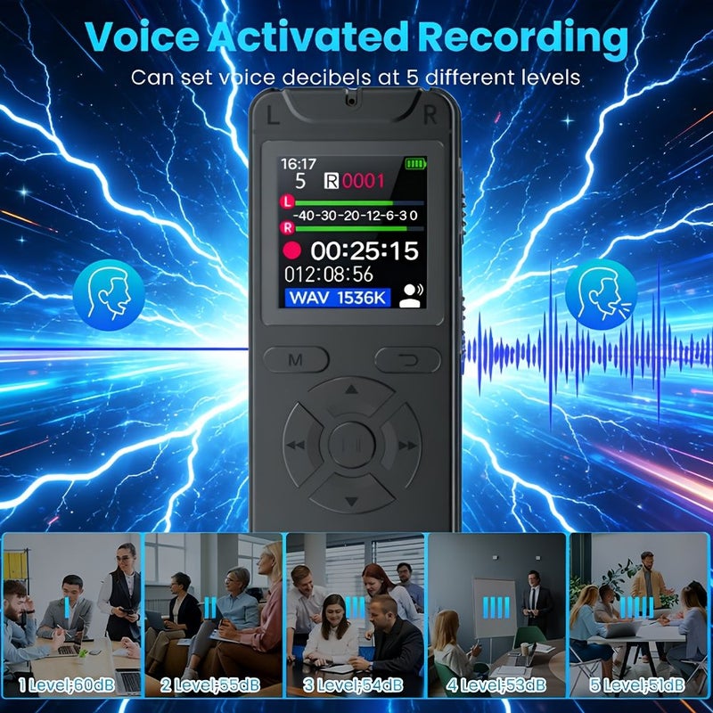 Compact Digital Voice Recorder 8GB Voice Activated Noise Reduction MP3 USB - Image 3