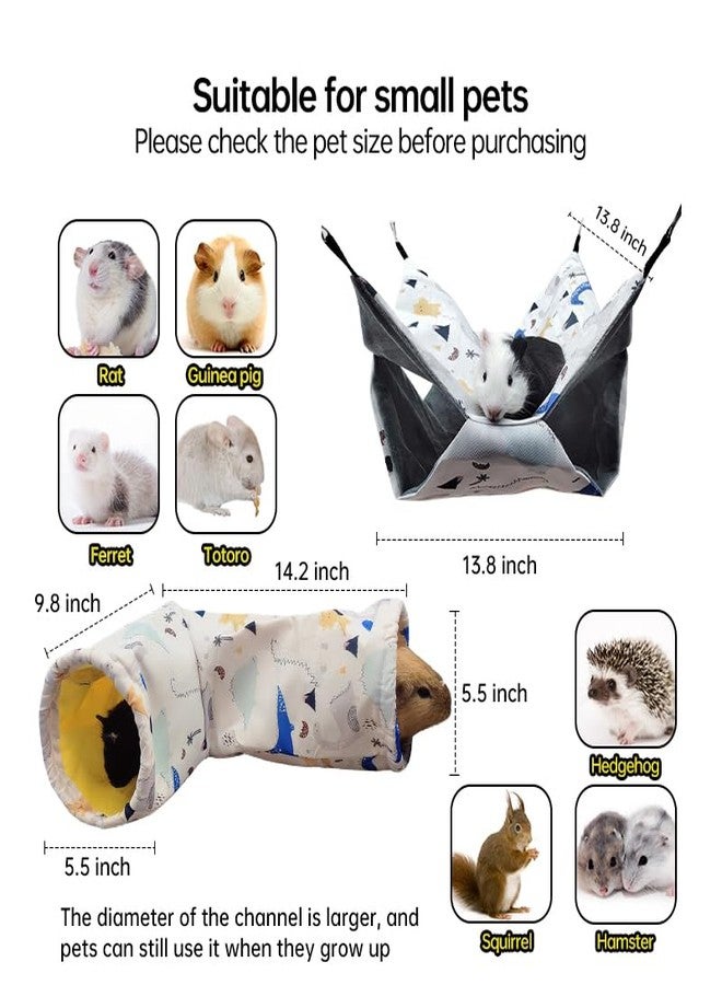 LEFTSTARER Large Caliber Guinea Pig & Rat Tunnel Hideout & Hammock, Corner Hideout Toy for Guinea Pig, Ferret, Hedgehog & Piggy to Hide and Shuttle (1. Hammock&Tunnel-Dinosaur) - Image 5