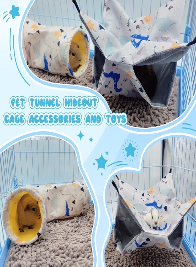LEFTSTARER Large Caliber Guinea Pig & Rat Tunnel Hideout & Hammock, Corner Hideout Toy for Guinea Pig, Ferret, Hedgehog & Piggy to Hide and Shuttle (1. Hammock&Tunnel-Dinosaur) - Image 2