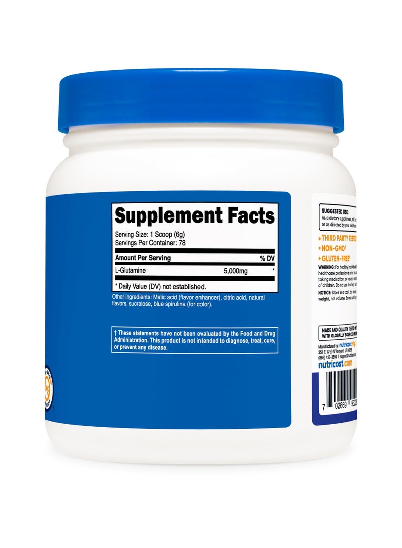 Nutricost L-Glutamine, 5G L-glutamine Per Serving 78 SERVINGS | 500 G Blue Raspberry Natural And Artificially Flavored Nt wt 17.9 OZ (1.1 LB) (500 G ) Dietary Supplement - Image 4