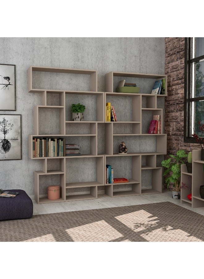 Mourah Home Karmato Bookcase Modern Book Shelf Cabinet 6 Tier Multi Storage Bookshelf Rack Display Cabinet For Bedroom Living Room Floorstanding  25.5X168.5X 96Cm  Light Mocha - Image 5
