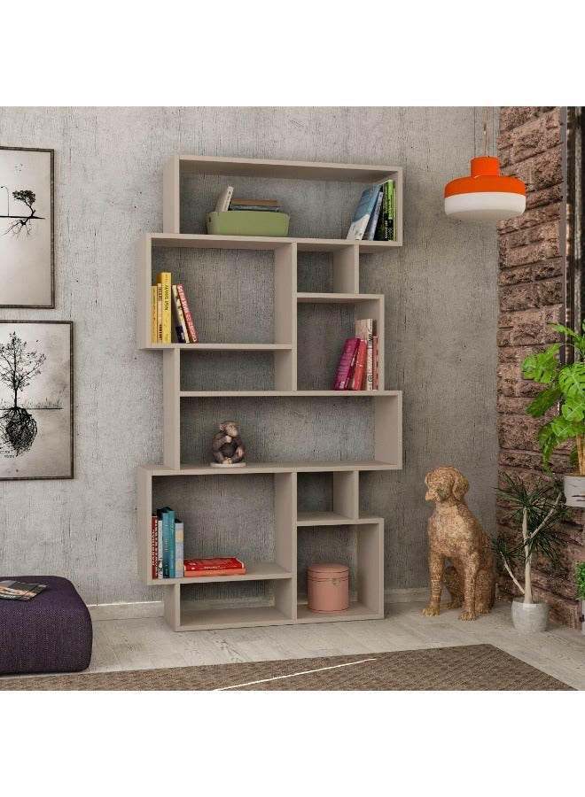 Mourah Home Karmato Bookcase Modern Book Shelf Cabinet 6 Tier Multi Storage Bookshelf Rack Display Cabinet For Bedroom Living Room Floorstanding  25.5X168.5X 96Cm  Light Mocha - Image 3