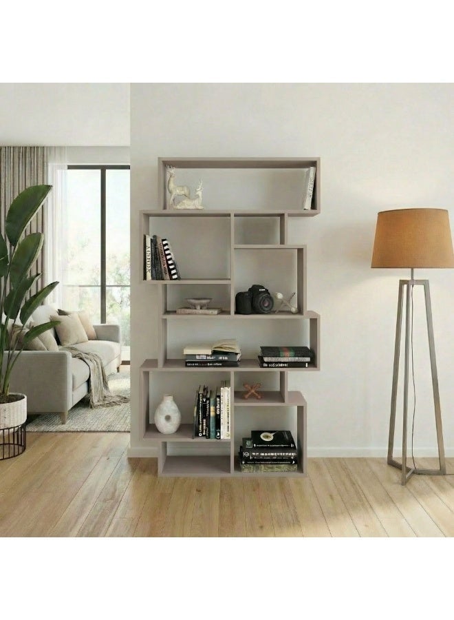 Mourah Home Karmato Bookcase Modern Book Shelf Cabinet 6 Tier Multi Storage Bookshelf Rack Display Cabinet For Bedroom Living Room Floorstanding  25.5X168.5X 96Cm  Light Mocha - Image 1