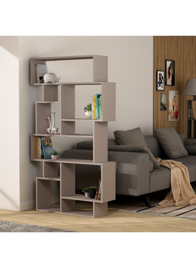 Mourah Home Karmato Bookcase Modern Book Shelf Cabinet 6 Tier Multi Storage Bookshelf Rack Display Cabinet For Bedroom Living Room Floorstanding  25.5X168.5X 96Cm  Light Mocha - Image 2