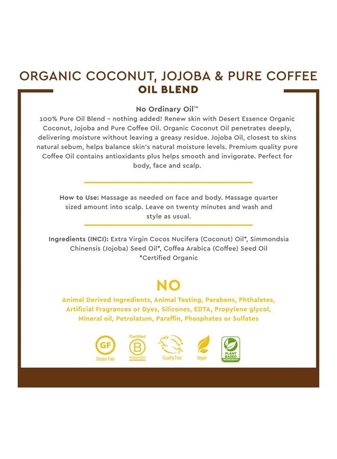 Desert Essence Coconut, Jojoba, and Pure Coffee Oil - 4 Fl Ounce - For Body, Face and Scalp - No Oily Residue - Invigorates & Moisturizes Skin - Strengthens Scalp - Refreshing - Image 5