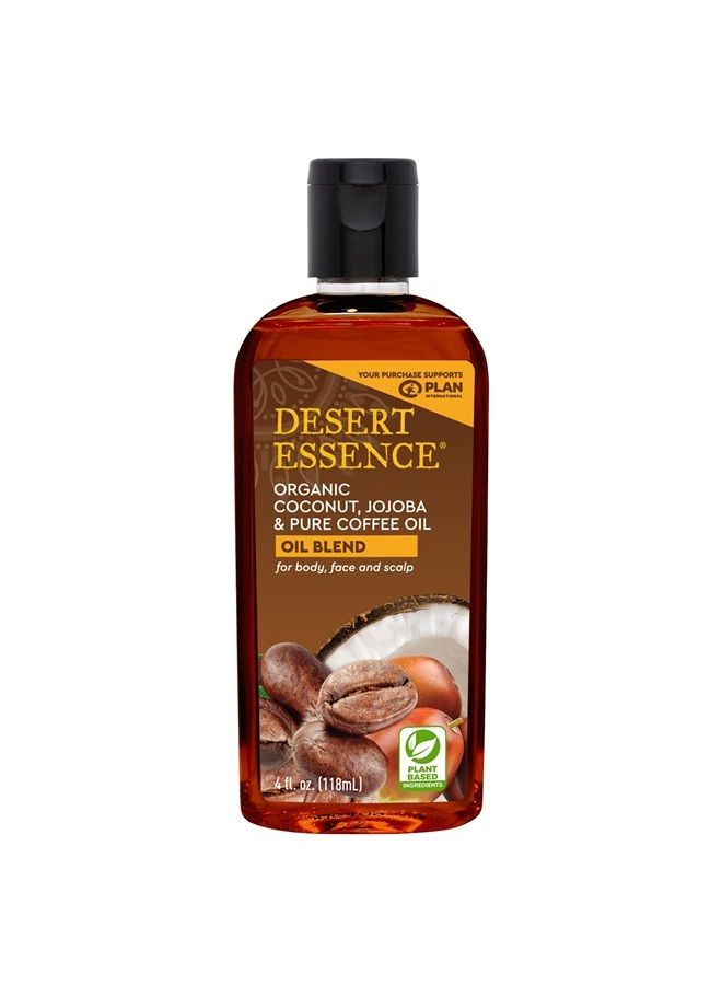 Desert Essence Coconut, Jojoba, and Pure Coffee Oil - 4 Fl Ounce - For Body, Face and Scalp - No Oily Residue - Invigorates & Moisturizes Skin - Strengthens Scalp - Refreshing - Image 1
