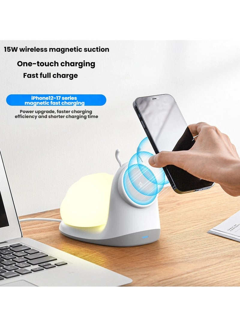general Multifunctional wireless charger with a touch night light magnetic wireless charging stand for desktop mobile phones and a small table lamp - Image 3