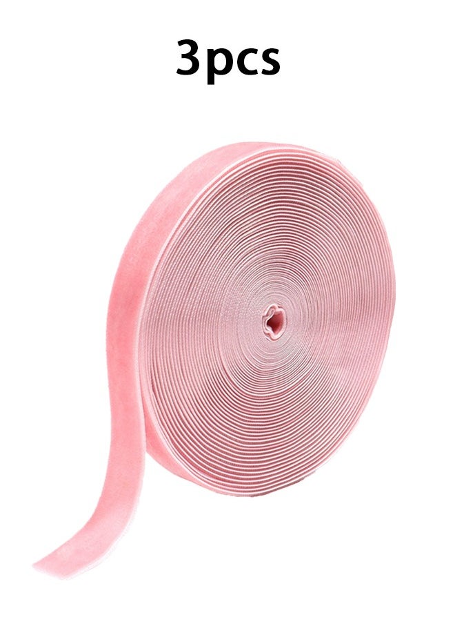 Zeemey 3pcs Pink Velvet Ribbon 1.5 cm x 9.1 meter - Vintage Nylon Velvet Ribbon with Spool for Gift Wrapping, Floral Bouquets, Wedding Decorations, and Crafts, Ribbon for Flower Bouquet(Pink)  - Image 1