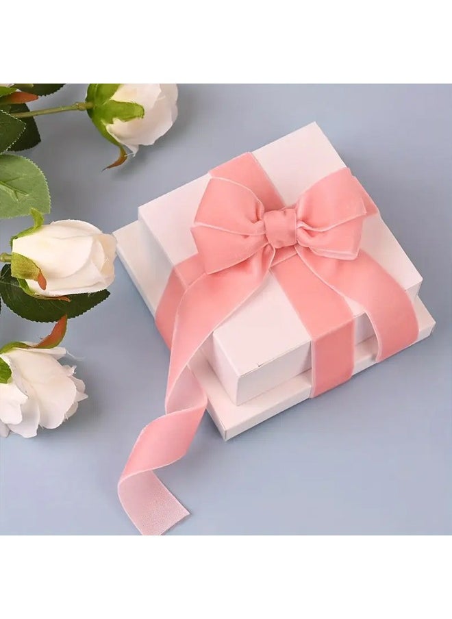 Zeemey 3pcs Pink Velvet Ribbon 1.5 cm x 9.1 meter - Vintage Nylon Velvet Ribbon with Spool for Gift Wrapping, Floral Bouquets, Wedding Decorations, and Crafts, Ribbon for Flower Bouquet(Pink)  - Image 2