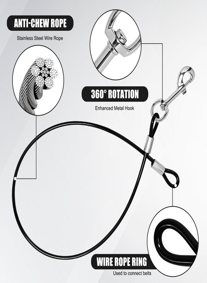 SMLBJUTE 2 Pack Chew Proof Metal Dog Cable Lead, No Tangle Dog Leash Extender Leads for Small Medium Dogs Collar Harness (Single Hook) - Image 3