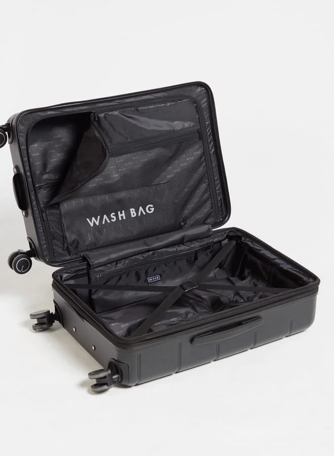 Wave Black Textured Hardcase Luggage Trolley Bag with Retractable Handle  | Best Price UAE
