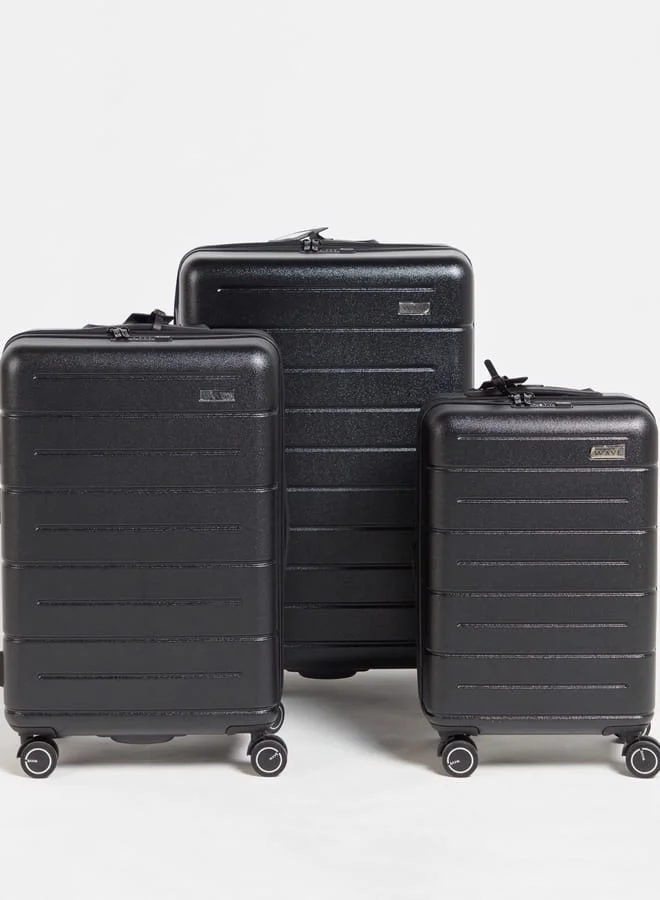 Wave Black Textured Hardcase Luggage Trolley Bag with Retractable Handle  | Best Price UAE