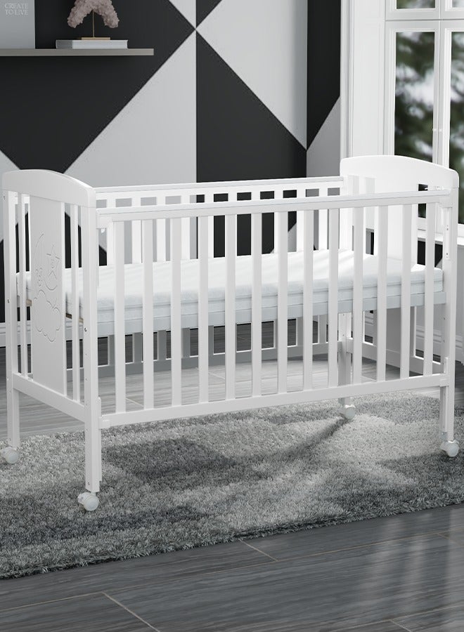 MEICI BABY 3-in-1 Wooden Baby Cot Bed，Baby Crib，Convertible Baby Bed with Teething Rail，3 Adjustable Bed Base Positions ，From Birth to 5 Years - Image 2