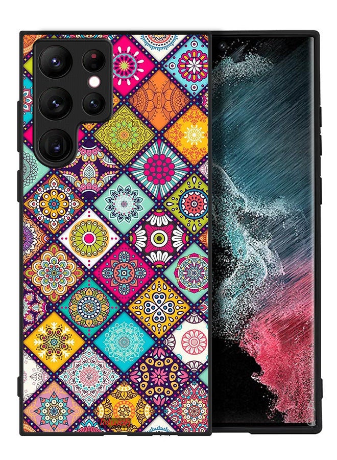 Tolwak Samsung Galaxy S22 Ultra 5G Protective Case Cover Mandala Squares Pattern - Image 2