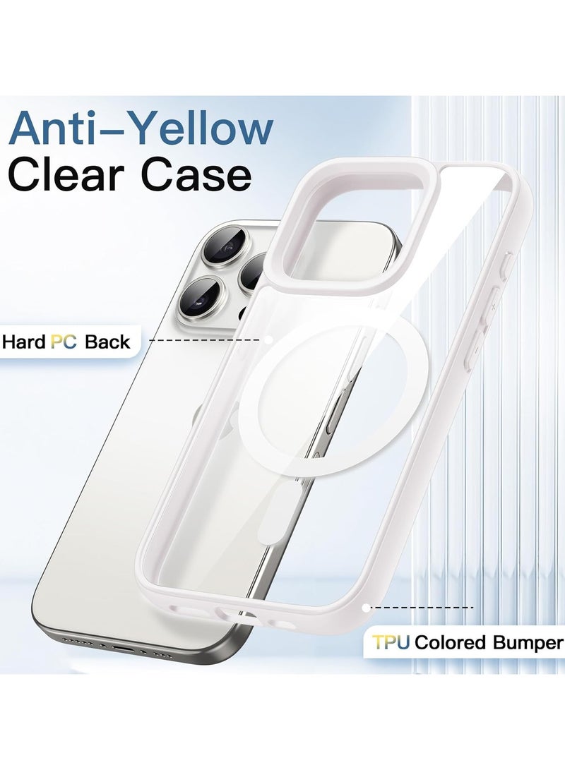 Denx Magnetic Case for iPhone 15 Pro [Shockproof & Slim] Clear Hard Back Cover with high-Grade Protection | White - Image 5
