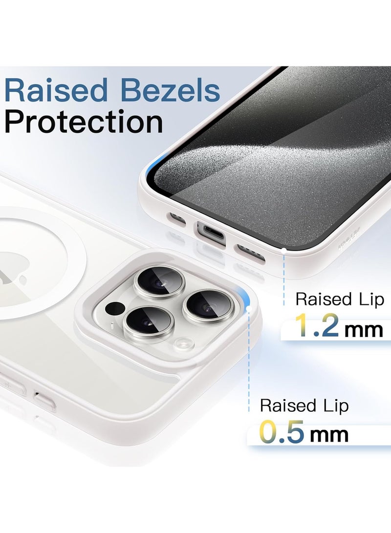 Denx Magnetic Case for iPhone 15 Pro [Shockproof & Slim] Clear Hard Back Cover with high-Grade Protection | White - Image 3