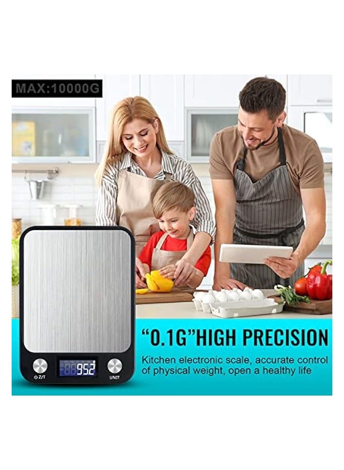 PROMASS Digital Kitchen Scale Multifunction Food Scale, Touch Button, Ultra Slim with Large LCD Display, 11lb/5kg, 22lb/5kg, Stainless Steel (Batteries Included) (10000g/1g) - Image 2