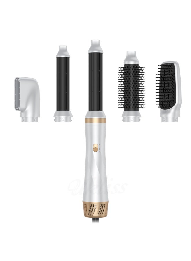 عام خمسة في واحد مشط الهواء الساخن ، متعددة الوظائف الشباك واستقامة مجفف الشعر ثنائي الغرض ، خمسة في واحد مجفف الشعر للشعر مستقيم والشعر المجعد - Image 1