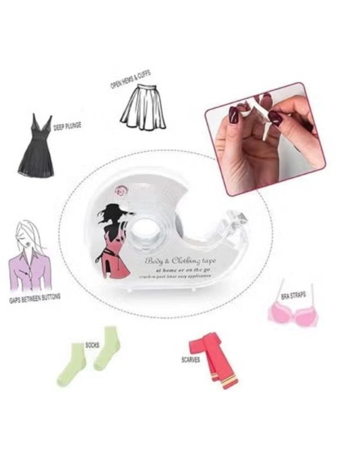 Invisible Double-Sided Clothing & Body Tape – Clear Fashion Tape for All Skin Tones – Strong Adhesive for Securing Clothes to Skin, Prevents Slips and Wardrobe Malfunctions- 5M - Image 4