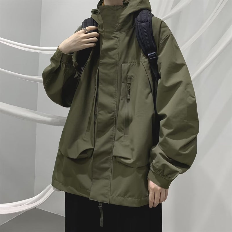 Military Green Jacket Men'S Autumn American Style Outdoor Hooded Jacket Instagram Popular Brand High Street Vintage Jacket - Image 3