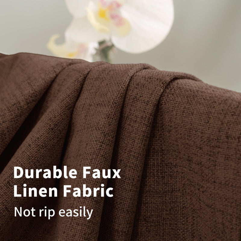 YoungsTex Dark Brown Linen Blackout Curtains 84 Inches Long for Bedroom, Chocolate Thermal Insulated Drapes with Grommet Full Room Darkening Privacy for Living Room, 2 Panels, 52 X 84 Inch - Image 5