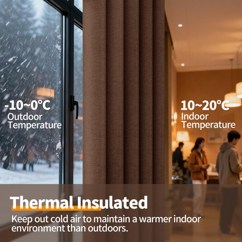 YoungsTex Dark Brown Linen Blackout Curtains 84 Inches Long for Bedroom, Chocolate Thermal Insulated Drapes with Grommet Full Room Darkening Privacy for Living Room, 2 Panels, 52 X 84 Inch - Image 3