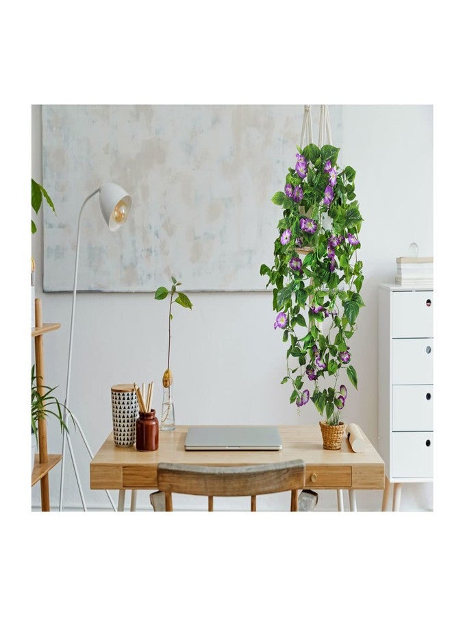 FERIAL Artificial Vines 15Feet Silk Flower Garland for Outdoors Purple Morning Glory Vine Artificial Flowers Hanging Plants Garland Fake Green Plant 2Pcs for Wall Fence Indoor Wedding Banquet Decor - Image 4