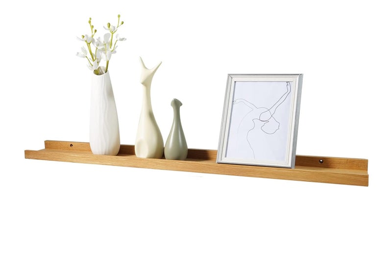 carpentray 32 Inch (Set of 1) U Shape Wooden Floating Shelves, Single Rustic Large Wall Shelf with Ledge for Bathroom Bedroom Kitchen Living Room (Brown) - Image 1