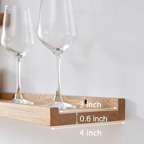 carpentray 32 Inch (Set of 1) U Shape Wooden Floating Shelves, Single Rustic Large Wall Shelf with Ledge for Bathroom Bedroom Kitchen Living Room (Brown) - Image 4