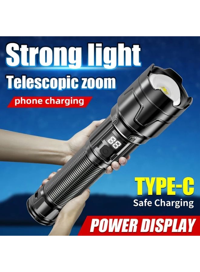 Digital Display Super Bright Tactical Flashlight 1200mAh Rechargeable Type C Fast Charging - Image 2