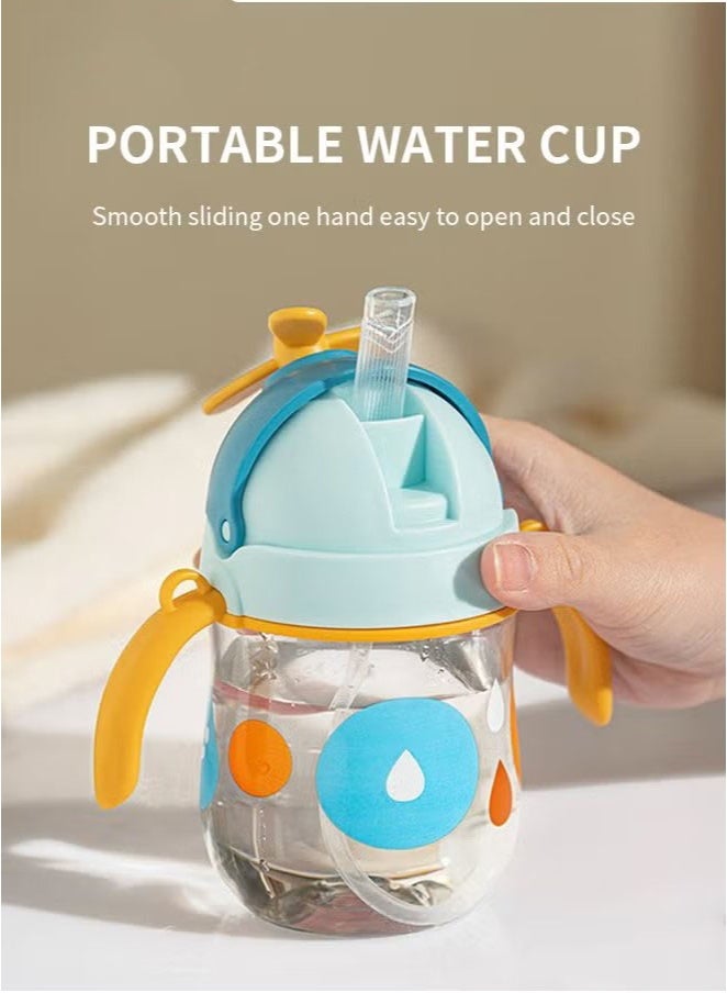 Gonice Baby Straw Bottle Toddler Water Bottle Sippy Cup for Baby 6-12 Months Baby Straw Cup Sipper Bottle for Kids with Handles 300ml (Blue) - Image 3