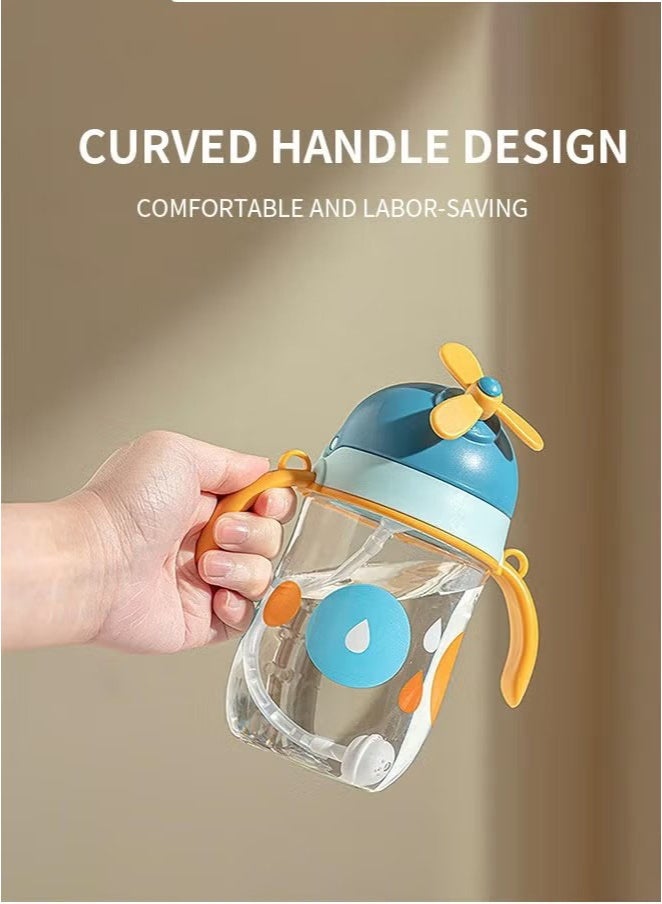 Gonice Baby Straw Bottle Toddler Water Bottle Sippy Cup for Baby 6-12 Months Baby Straw Cup Sipper Bottle for Kids with Handles 300ml (Blue) - Image 4
