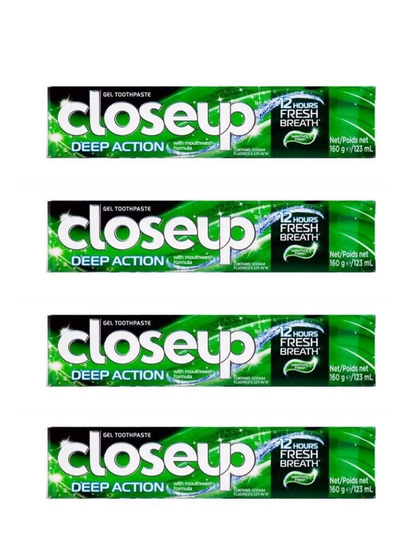 Closeup Pack Of 4 Deep Action Gel Toothpaste Menthol Fresh 123ml  - Image 1