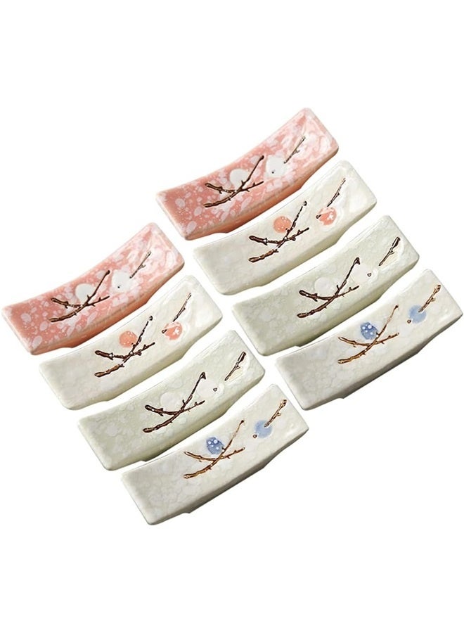 Chopsticks Display Holder 8Pcs Ceramic Chopsticks Rest, Japanese Style Chopsticks Holder Paint Brush Stand Holder Set Spoon Forks Tableware Rest Japanese Chopsticks Holder  - Image 1