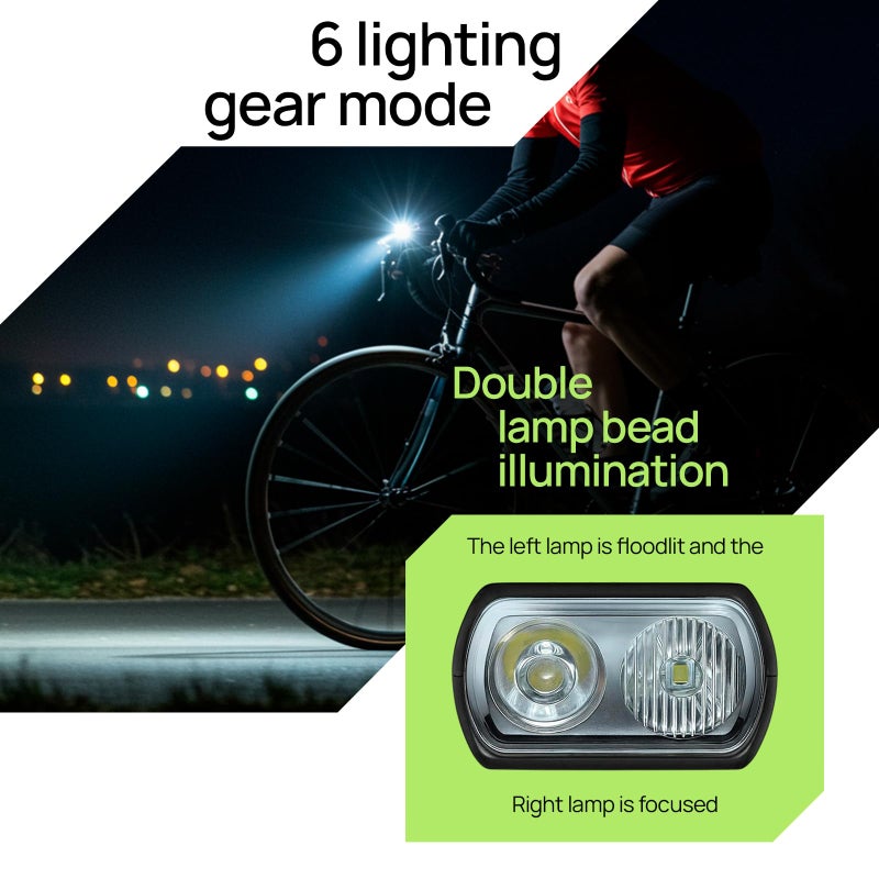 panaride Smart Bike Lights Front and Back, R15 Kit, USB C Rechargeable with Auto Brake Sensing, 500 Lumen Waterproof Bicycle Headlight & Tail Light Set for Night Riding, Long Battery Life for Cycling Safety - Image 4