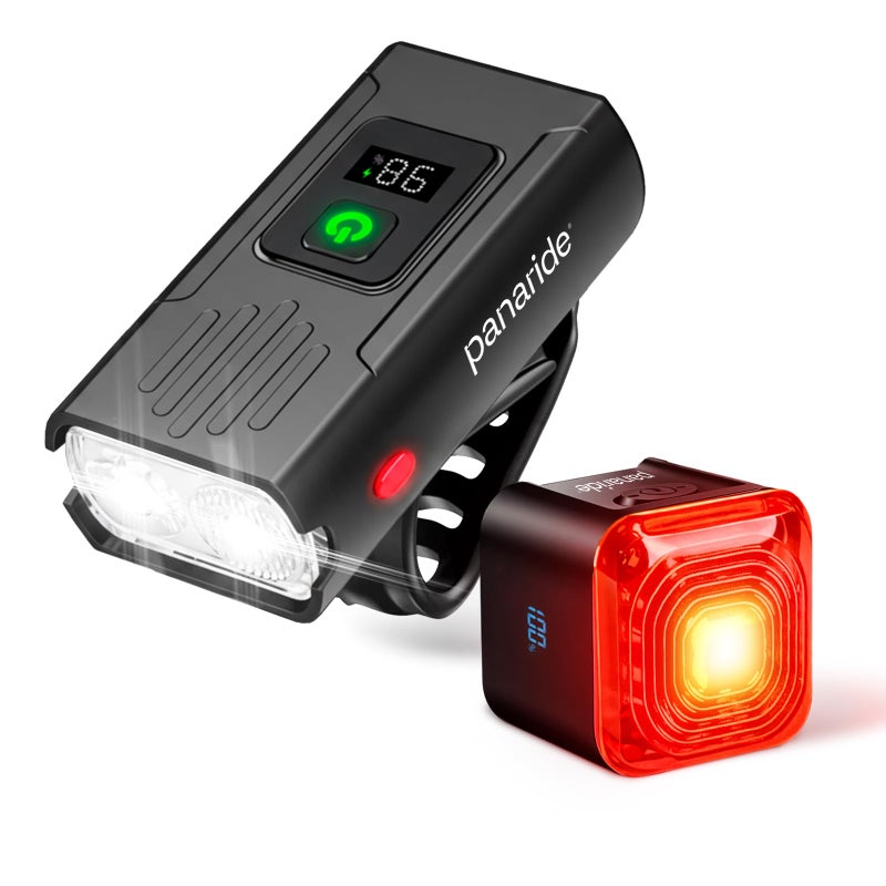 panaride Smart Bike Lights Front and Back, R15 Kit, USB C Rechargeable with Auto Brake Sensing, 500 Lumen Waterproof Bicycle Headlight & Tail Light Set for Night Riding, Long Battery Life for Cycling Safety - Image 1
