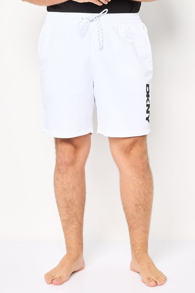 DKNY Men Brand Logo Board Shorts, White - Image 1